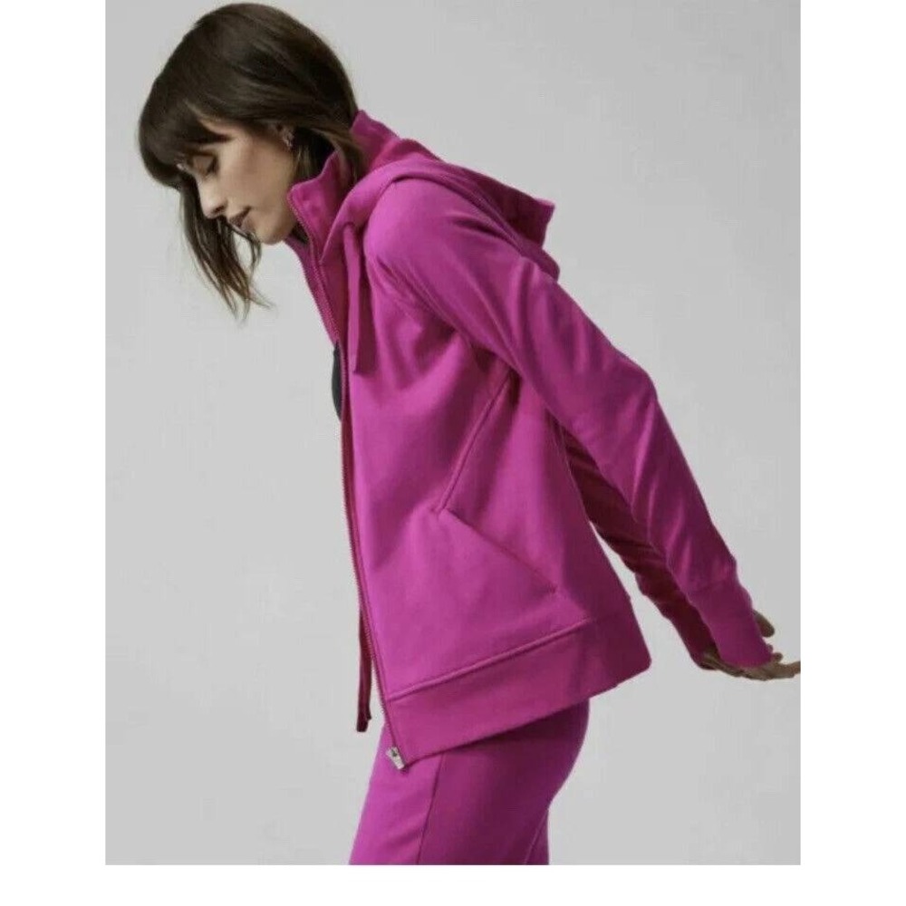Athleta Hoodie Womens XL Pink Full Zip Thumbhole Activewear Sweatshirt 7856 - Picture 3 of 9